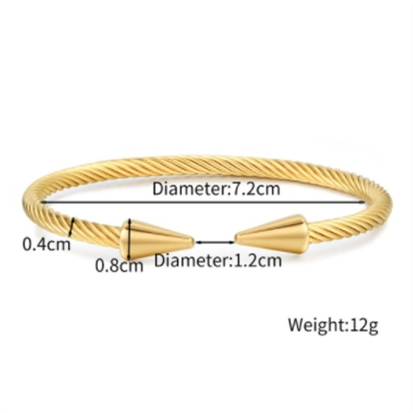Stainless steel Gold-Tone Twisted women’s Bracelet - Picture 3 of 10